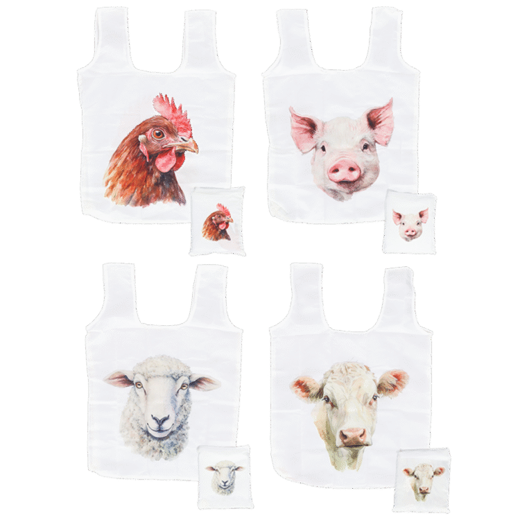 Opvouwbare tas boerderijdieren aqua